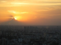 Cloud and sunset over Vietnam. Taken from the 50th floor of the tallest building in Saigon.